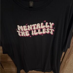 Gildan Black Graphic Tee with Pink & Cream Accents